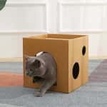 【Fussie Cat 礦物貓砂 Exchange item】HelloDOG 玩具嚴選 瓦楞紙貓抓板 單層貓屋 1件