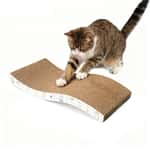 【Fussie Cat 礦物貓砂 換購品】HelloDOG 玩具嚴選 瓦楞紙貓抓板 S微彎形 顏色隨機