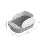 貓砂盆 半封閉 單層防噴加高貓砂盆 大碼灰白色