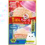 CIAO CIAO 貓零食 日本豪華啫喱杯 800億乳酸菌 金槍魚+扇貝 80g 2個入 (藍) (CS-222)