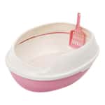 貓砂盆 防噴濺高級雙層木砂貓砂盆 橢圓 (粉紅)