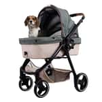 寵物車 IBIYAYA 寵物車 雙開敞篷寵物推車 綠色 (IBI-FS2102-GN)