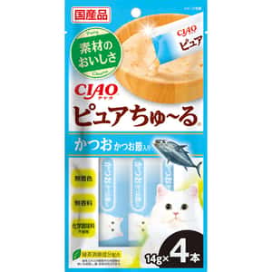 CIAO CIAO 肉泥 貓零食 Pure 超奴醬 鰹魚+鰹魚節入 14g×4入 (SC-533)