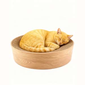 貓抓板 貓爬架 瓦楞紙 嚴選貓窩 櫻桃木淺啡色 中碼 [約36cm x 10cm]