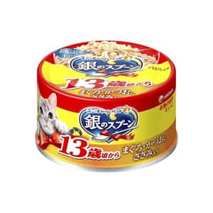 unicharm Unicharm 貓罐頭 日本三星銀匙 13歲高齡貓用 吞拿魚+鰹魚 70g (橙黃)