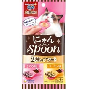 Unicharm Unicharm 貓零食 日本三星銀匙肉泥湯匙 金槍魚+三文魚 10g 4個入 (粉紅黃)