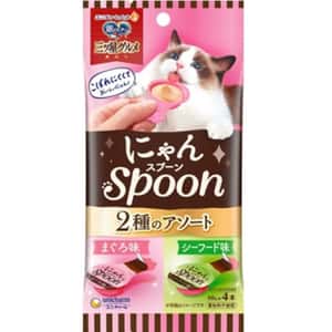 Unicharm Unicharm 貓零食 日本三星銀匙肉泥湯匙 金槍魚+海鮮 10g 4個入 (粉紅綠)