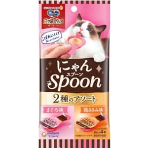 Unicharm Unicharm 貓零食 日本三星銀匙肉泥湯匙 金槍魚+雞肉 10g 4個入 (粉紅橙)