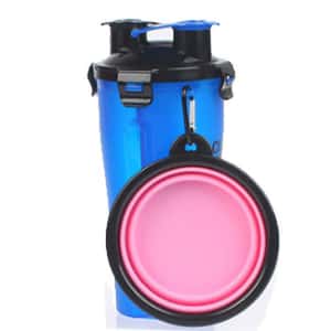 狗狗日常用品-HYDRA便捷-狗狗外出便攜兩用水糧杯連折叠碗-藍-狗狗-寵物用品速遞