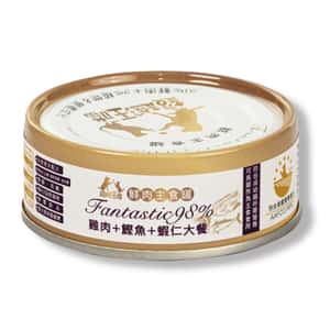 超越汪喵 超越汪喵 98%鮮肉主食罐 雞肉+鰹魚+蝦仁大餐 80g (BP0007)
