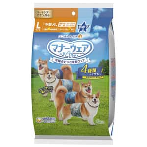 狗尿墊 Unicharm 公⽝⽤禮儀褲-L-碼 7-10kg 45-50cm 4片 (ucj1l1)