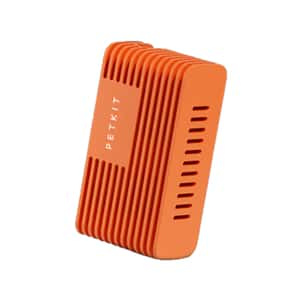 PetKit橙色寵物除臭器，肋狀設計帶通風孔和品牌標誌，適合寵物環境使用