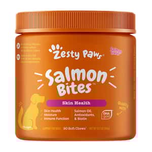 皮膚毛髮護理 Zesty Paws 皮膚健康 益生菌咀嚼軟粒 三文魚味 SALMON BITES SALMON 90CT JAR (003269)