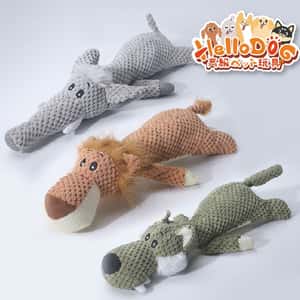 HelloDOG HelloDOG 玩具嚴選 咇咇發聲狗玩具 獅子大象野狼 1件 (隨機款)