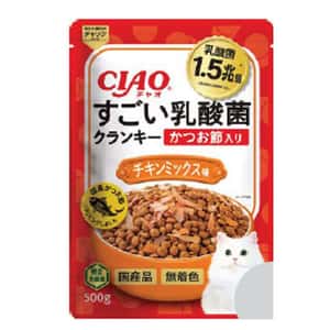 CIAO CIAO 貓糧 1.5兆億個 乳酸菌夾心乾糧 雞肉+鰹魚片味 500g (P-257)