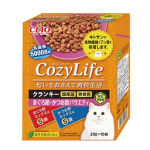 CIAO CIAO 貓糧 爽快生活甲殼素乾糧 吞拿魚+木魚MIX 20g×10 (P-413)