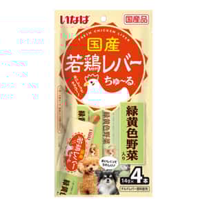 CIAO CIAO 狗肉泥 日本國產系列 綠黃色野菜肉醬 14g×4本 (DS-432)