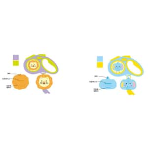 貓犬用日常用品 PETSVILLE 馬戲團伸縮牽引繩系列 楓糖獅/薄荷象16x10cm,繩長5cm (款式隨機) 