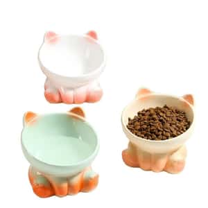 飲食用具 陶瓷寵物碗 漸變貓碗 一個 (款式隨機)