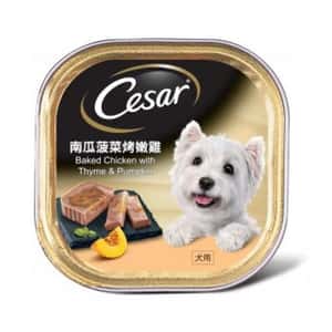 Cesar 西莎 Cesar西莎 鋁罐狗罐頭 星級美饌系列 南瓜菠菜烤嫩雞 Baked Chicken with Thyme & Pumpkin 100g (淡黃色) (10279583)