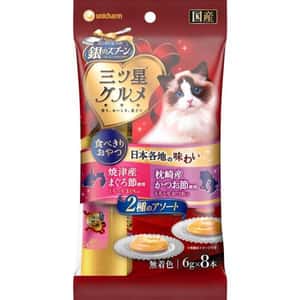 Unicharm Unicharm 貓零食 日本三星銀匙肉泥餐包 吞拿魚及鰹魚 48g (桃紅紫)