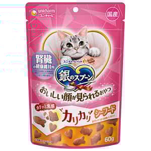 Unicharm Unicharm 貓零食 日本三星銀匙貓脆餅 腎臓健康配方 海鮮味 60g (桃紅)