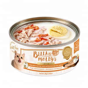 Bella & Molly's Bella & Molly's貝莉 貓罐頭 無穀物黃金羊奶系列 雞絲鵪鶉蛋配南極磷蝦 80g - 限時試食價 80g  正面圖