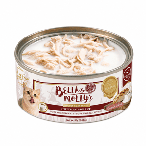 Bella & Molly's Bella & Molly's貝莉 貓罐頭 無穀物黃金羊奶系列 嫩雞雞絲湯汁 80g - 限時試食價 80g  正面圖