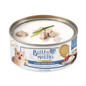 Bella & Molly's Bella & Molly's貝莉 貓罐頭 無穀物黃金羊奶系列 補水鮮魚湯罐 80g - 限時試食價 80g  正面圖