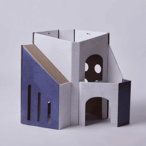 貓抓板 貓爬架 Pettellyava Mini Cat Mansion 摺疊式貓屋 D2 藍色莊園