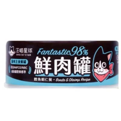 汪喵星球 貓用 鮮肉主食罐  鰹魚蝦仁 80g