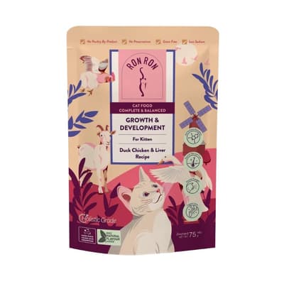 RONRON Cat Wet Food Kitten Main Meal Pack Coat Care Duck Chicken Liver 75g (RON60603)