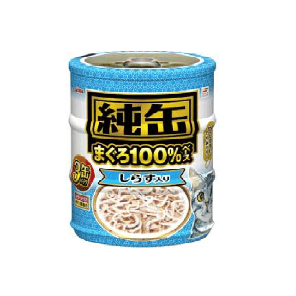 日本AIXIA 愛喜雅 貓罐頭 純缶系列 吞拿魚+白飯魚 65g 3缶入 (淺藍) (JMY3-24) (圖片1)