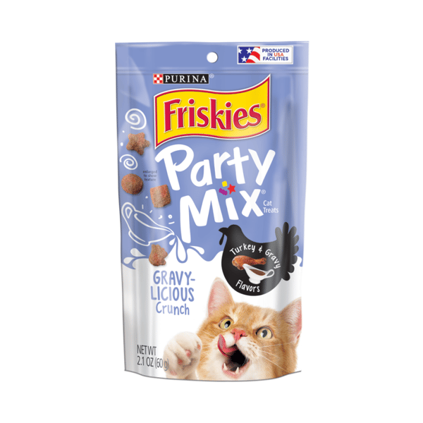 Friskies Party Mix Gravy-licious Turkey & Gravy Crunch Adult Cat Treats 6oz (12332618) (圖片1)
