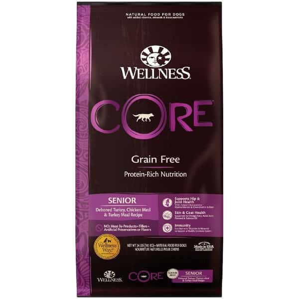 WELLNESS WELLNESS CORE 狗糧 無穀物 老犬配方 去骨雞及火雞 12lb 12lb 正面圖
