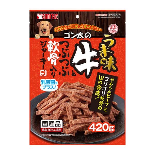 日本Sunrise 日本Sunrise 狗小食 蔬菜牛肉軟骨幼條零食 420g 420g 正面圖