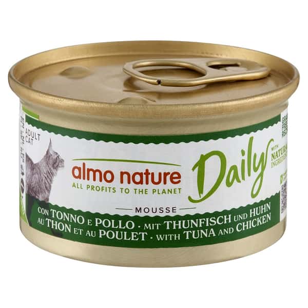 Almo Almo Nature Daily Mousse 成貓罐頭 慕絲主食系列 吞拿魚+雞肉 85g 85g  正面圖