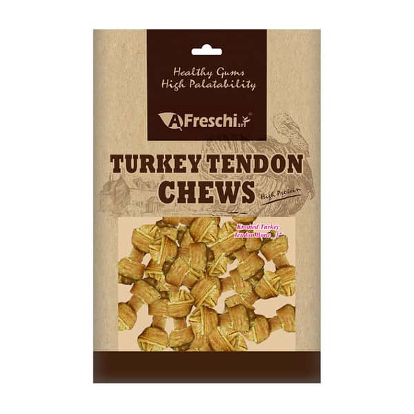 A A Freschi Srl 狗零食 Natural Turkey 火雞筋3吋打結骨 130g 130g 犬用 正面圖