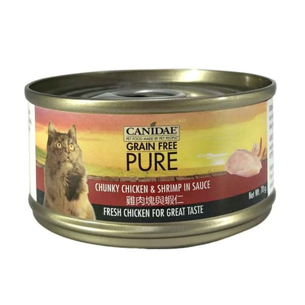 CANIDAE CANIDAE 咖比 PURE 貓罐頭 雞肉塊及蝦仁 70g 70g 正面圖