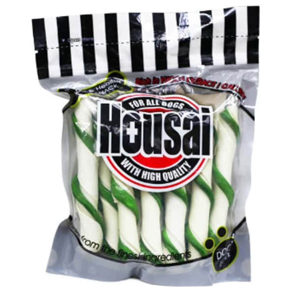 Housai Housai 狗零食 潔齒骨 綠茶扭紋棒 20支 998838   正面圖
