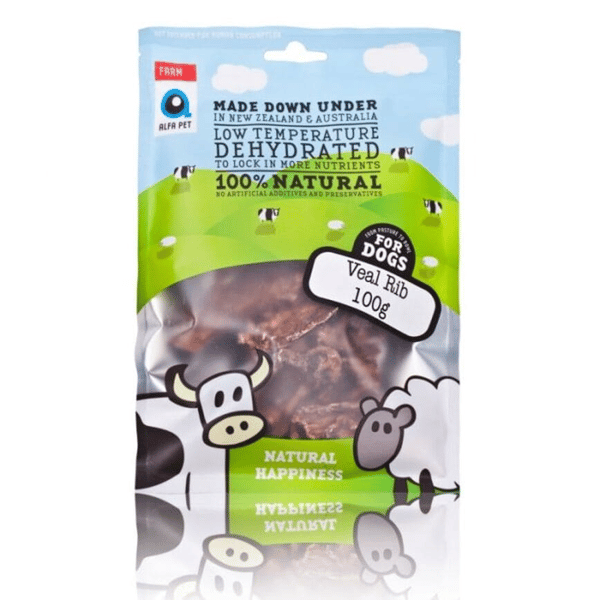 Alfa Pet 新西蘭風乾脫水無穀物狗小食 牛肋骨 Veal Rib for Dogs 100g (000011) (圖片1)