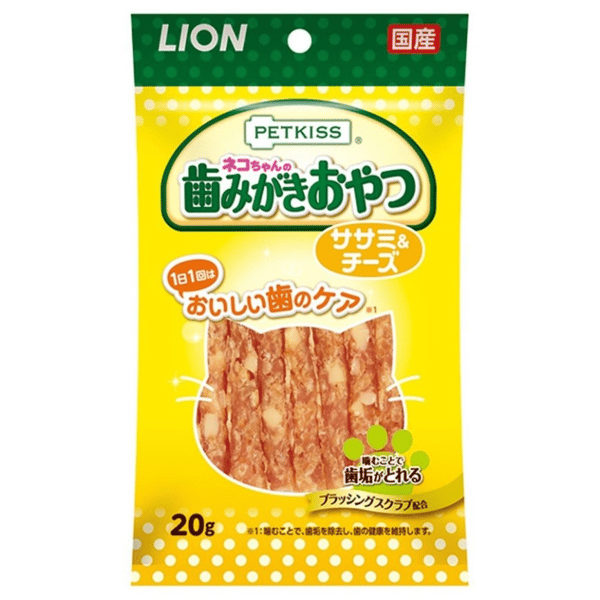 日本獅王LION 日本獅王LION Pet 貓用潔齒肉條零食 雞肉+芝士味 20g 20g 貓用 正面圖