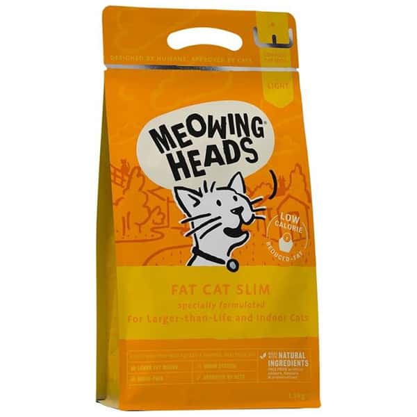 Meowing Meowing Heads 貓糧 無穀物成貓體重控制及室內配方 三文魚雞肉 3kg 或 3kg 正面圖