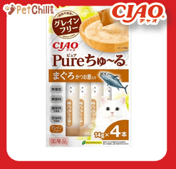 CIAO CIAO 肉泥 貓零食 Churu Pure 無添加三文魚鰹魚味 14g 4本入 14g 正面圖