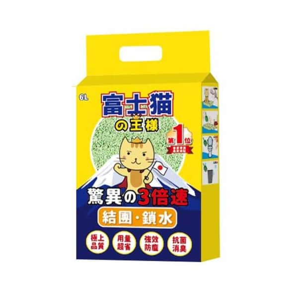 富士貓之王樣 富士貓之王樣 3.0粗粒 天然玉米豆乳 豆腐貓砂 綠茶味 6L - 原裝行貨 6L 正面圖