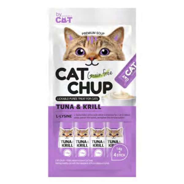 CAT CAT CHUP 貓零食 貓零食條 吞拿魚&磷蝦 14g x 4條 14g  正面圖