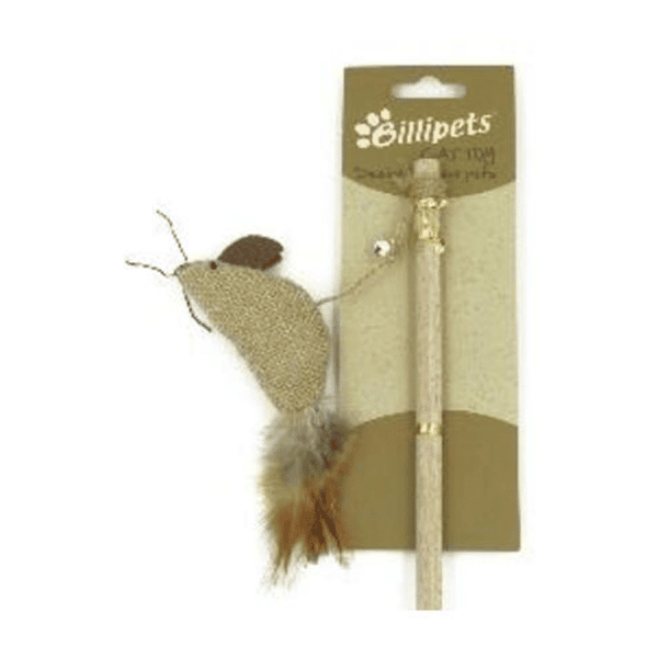 Billipets Billipets 逗貓棒 天然木製貓棒 老鼠 40cm 正面圖