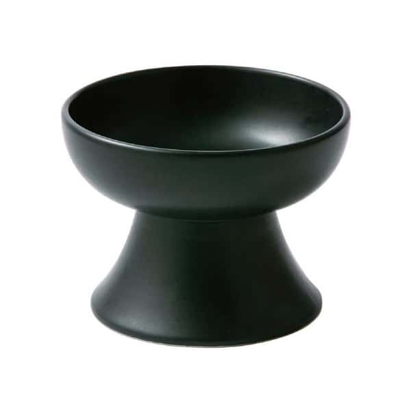 日式 極簡約寵物高腳糧食碗 黑色 一個入 (圖片1)