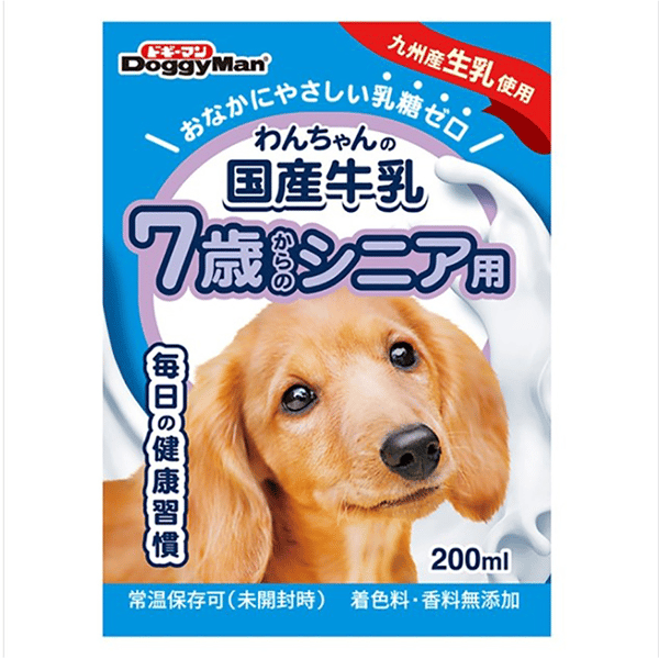 DoggyMan 日本狗零食 高齡犬用 日本國產牛乳牛奶 200ml (圖片1)