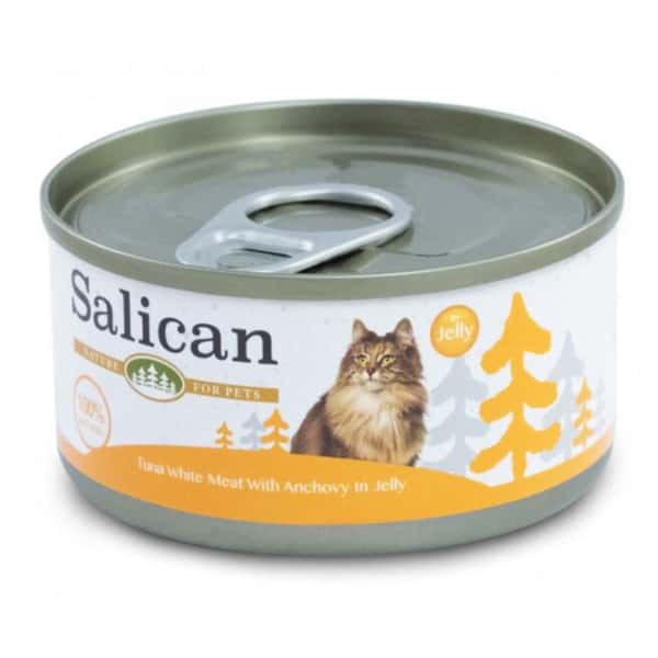 Salican 貓罐頭 白肉吞拿魚鳀魚啫喱 85g 橙 (001972) (圖片1)
